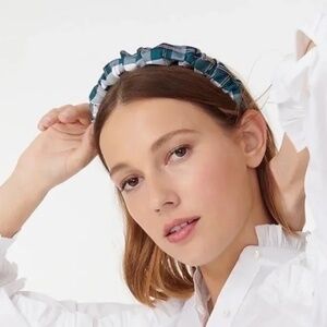 J. Crew Preppy Navy  Plaid Scrunchie Headband
